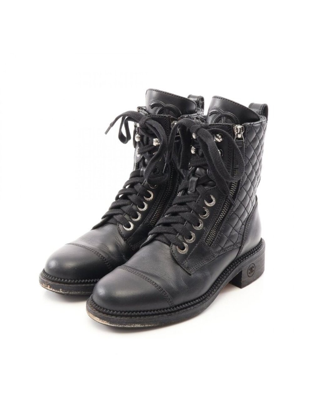 Chanel Boots CC Logo Leather